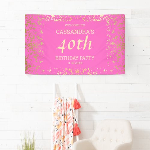 Classy Egypt Gold Sprinkles Pink Birthday Banner