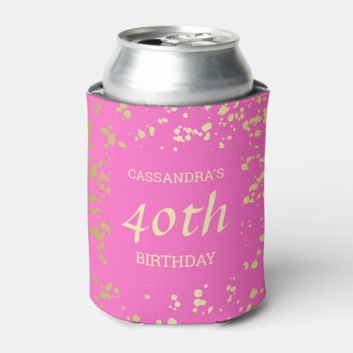 Classy Egypt Gold Sprinkles Pink Birthday Can Cooler
