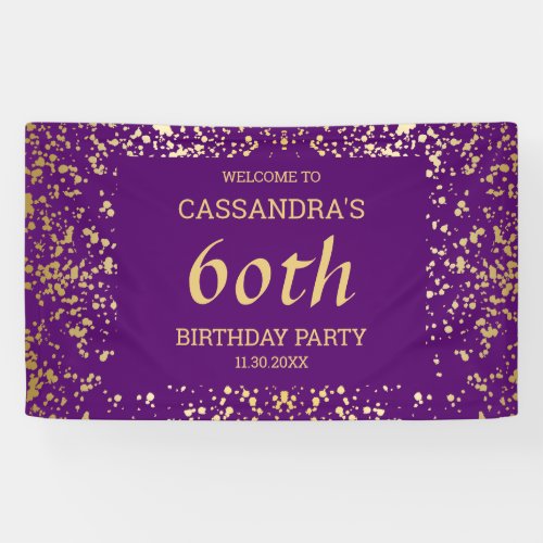 Classy Egypt Gold Sprinkles Purple Birthday Banner