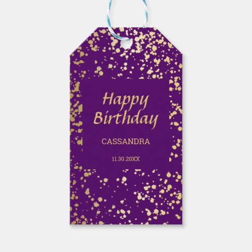 Classy Egypt Gold Sprinkles Purple Birthday Gift Tags