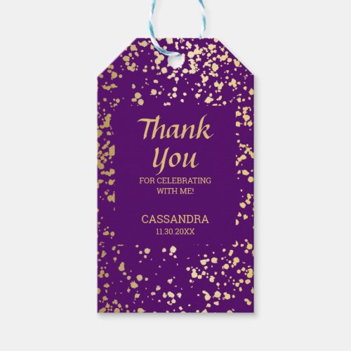 Classy Egypt Gold Sprinkles Purple Thank You Gift Tags