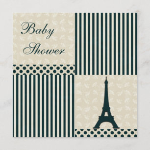Classy Eiffel Tower Neutral Baby Shower Invitation