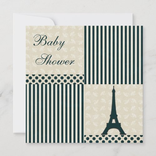 Classy Eiffel Tower Neutral Baby Shower Invitation