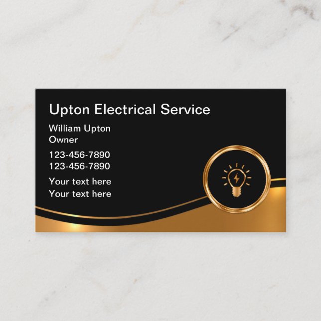 Classy Electrician Electric Service Business Cards (Front)