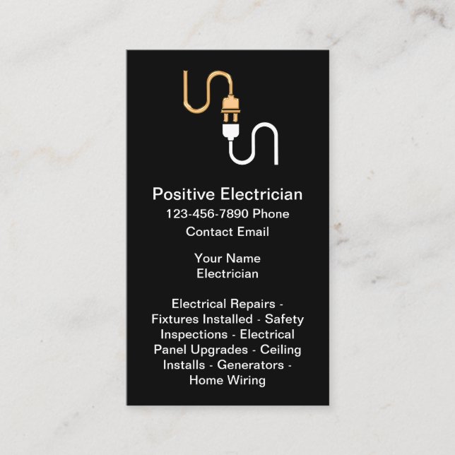 Classy Electrician Services Business Cards (Front)