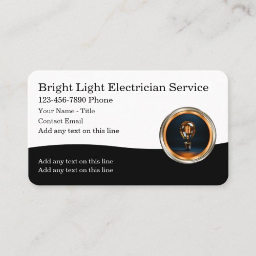 Classy Electrician Theme Business Calling Cards