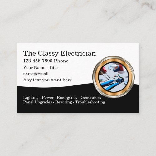 Classy Electrician Theme Business Cards