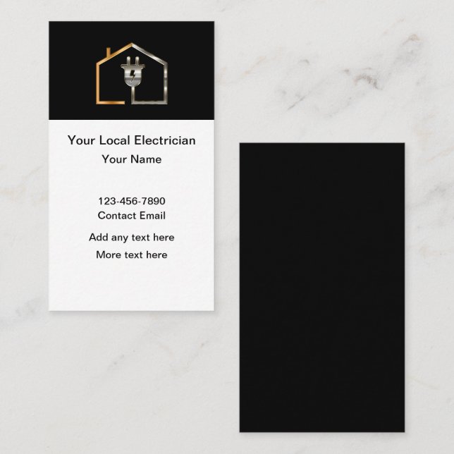 Classy Electrician Theme Vertical Business Cards (Front/Back)