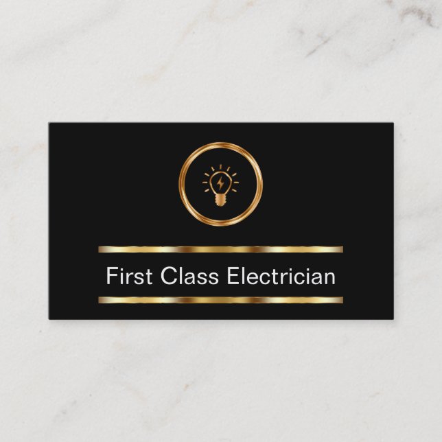 Classy Electrician Upscale Business Card (Front)
