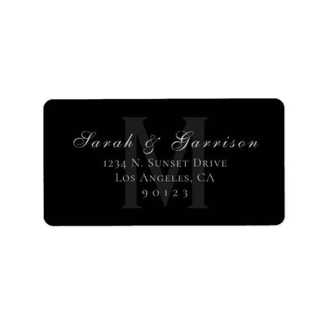 Classy Elegance Black & Grey Return Address Label (Front)