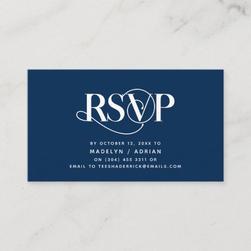 Classy Elegance Navy Blue Script RSVP respond Enclosure Card