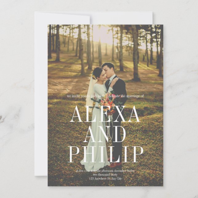 Classy Elegant Big Photo Wedding Invitation (Front)