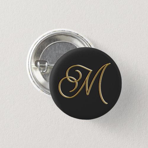  Classy Elegant Black and Gold Vintage Monogrammed Button