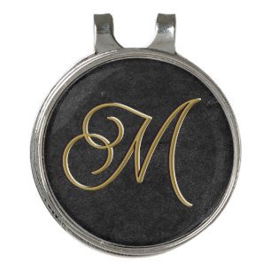 Classy Elegant Black and Gold Vintage Monogrammed Golf Hat Clip