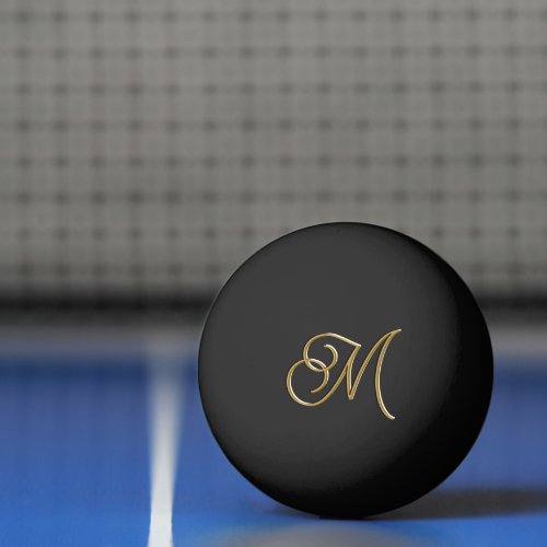  Classy Elegant Black and Gold Vintage Monogrammed Ping Pong Ball