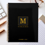 Classy Elegant Black Gold Monogram Name Planner<br><div class="desc">Customize the text, and easily create your personalized planner. Click EDIT DESIGN to change the background color or text color. You can TRANSFER this DESIGN to other Zazzle products and adjust it to fit most Zazzle items. Standard Studio designs are made in high-resolution graphics for professional print. Thank you for...</div>