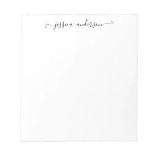 Classy Elegant Black Gray Feminine Girly Script Notepad