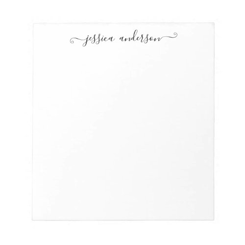 Classy Elegant Black Gray Feminine Girly Script Notepad