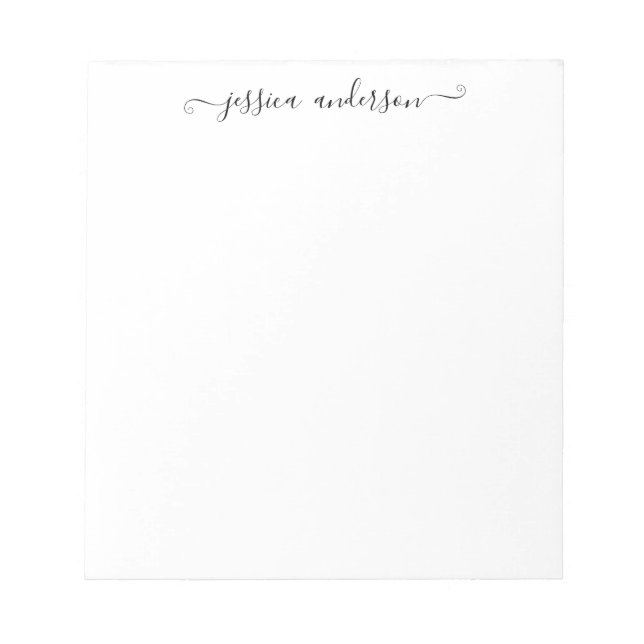 Classy Elegant Black Gray Feminine Girly Script Notepad (Front)