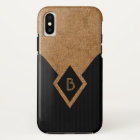 Classy Elegant Black Pinstripe and Tan Monogram