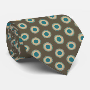 Classy Elegant Brown Teal Green Blue Dot Pattern Neck Tie