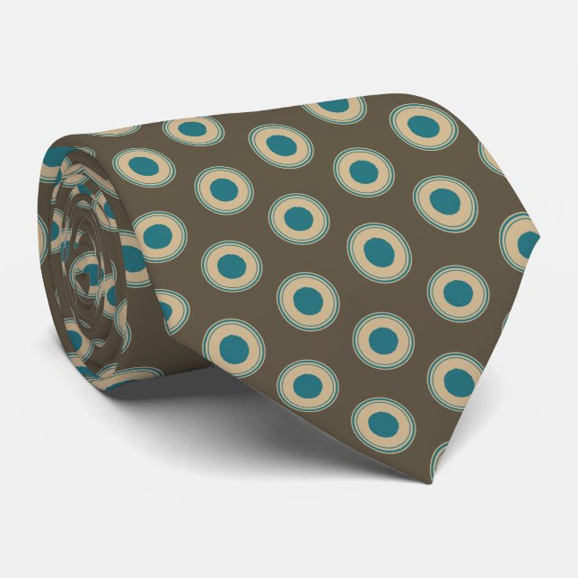Classy Elegant Brown Teal Green Blue Dot Pattern  Neck Tie (Rolled)