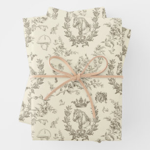 Classy Elegant Chic Beige Cream Equestrian Toile Wrapping Paper Sheets