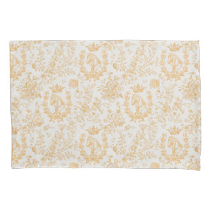Classy Elegant Chic Gold Beige Equestrian Toile Pillow Case