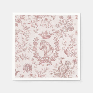 Classy Elegant Chic Plum Beige Equestrian Toile Napkins