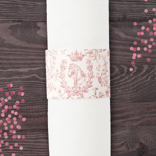Classy Elegant Chic Rose Beige Equestrian Toile Napkin Bands