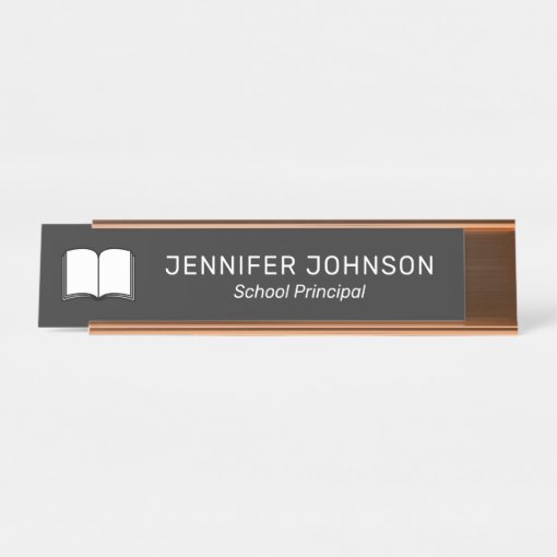 Classy Elegant Custom Name Title Logo Employee Desk Name Plate | Zazzle