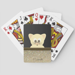 Classy Elegant Cute Cat,Black Poker Cards