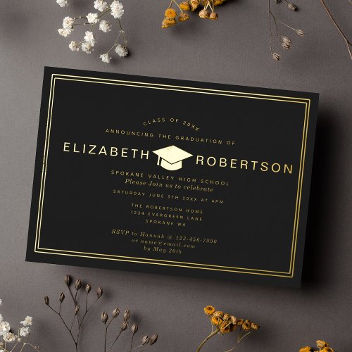 Classy Elegant Diploma Graduation Party Invitation Foil Invitation