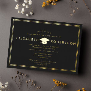 Classy Elegant Diploma Graduation Party Invitation Foil Invitation