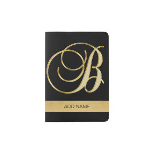 Classy Elegant Executive Gold Monogram Letter B Passport Holder