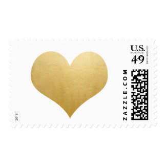 Classy Elegant Faux Gold Foil Simple Heart Wedding Postage