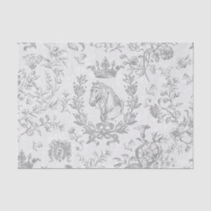Classy Elegant French Blue Equestrian Floral Toile Tissue Paper