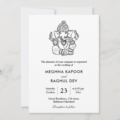 Classy Elegant Ganpati Indian God Wedding Invitation