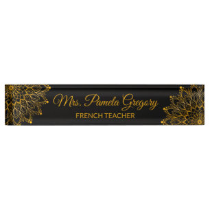 Classy elegant Girly black Desk Name Plate