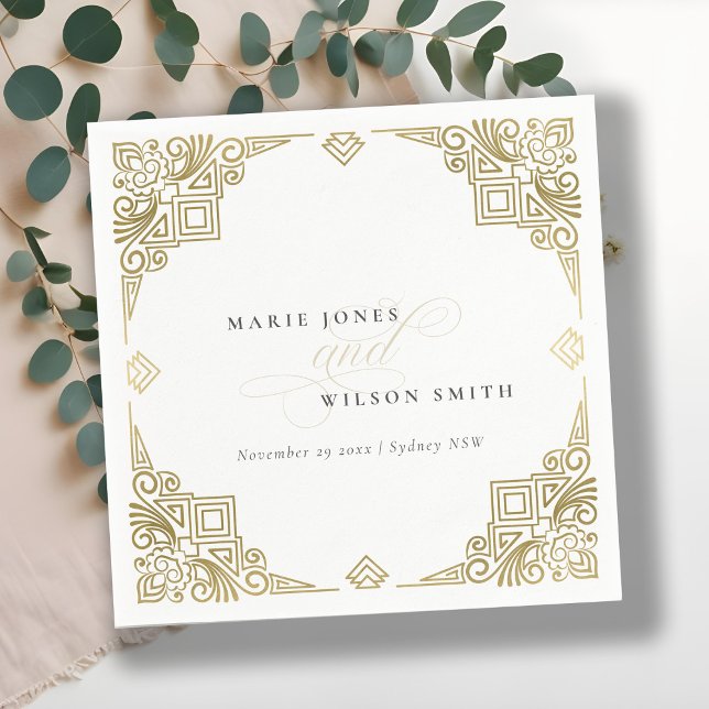 Classy Elegant Gold Art Deco Ornate Wedding Napkins (Creator Uploaded)
