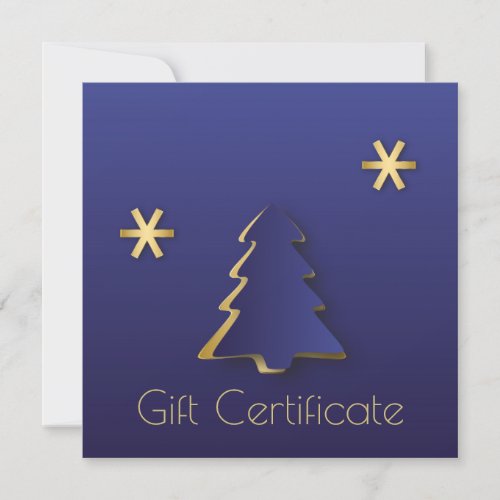 Classy Elegant Gold Blue Christmas Tree Gift Card