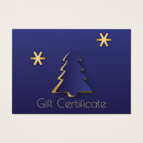 Classy Elegant Gold Blue Christmas Tree Gift Card