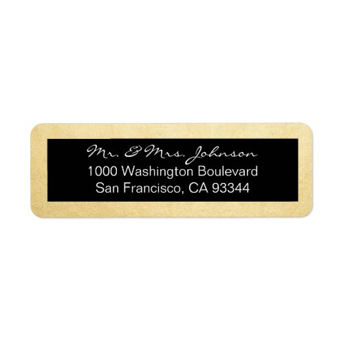Classy Elegant Gold Foil  Black Return Address Label