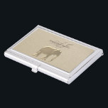 Classy Elegant Gold Foil Elephant Monogram Case For Business Cards<br><div class="desc">Gold foil elephant silhouette,  in combination with sandstone gold background. Elegant,  classy,  sophisticated,  monogrammed business card holder.</div>