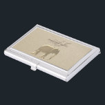 Classy Elegant Gold Foil Elephant Monogram Case For Business Cards<br><div class="desc">Gold foil elephant silhouette,  in combination with sandstone gold background. Elegant,  classy,  sophisticated,  monogrammed business card holder.</div>