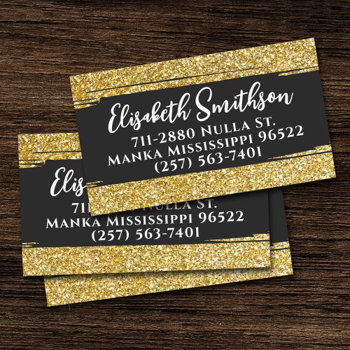 Classy  Elegant Gold Glitter Modern Luxury Custom Business Card