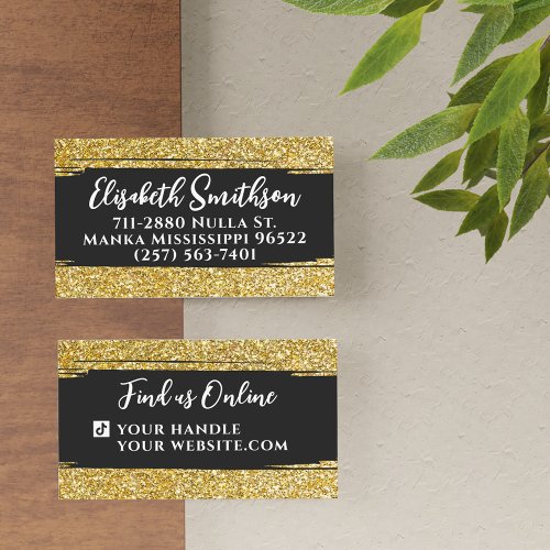 Classy  Elegant Gold Glitter Modern Luxury Custom Business Card