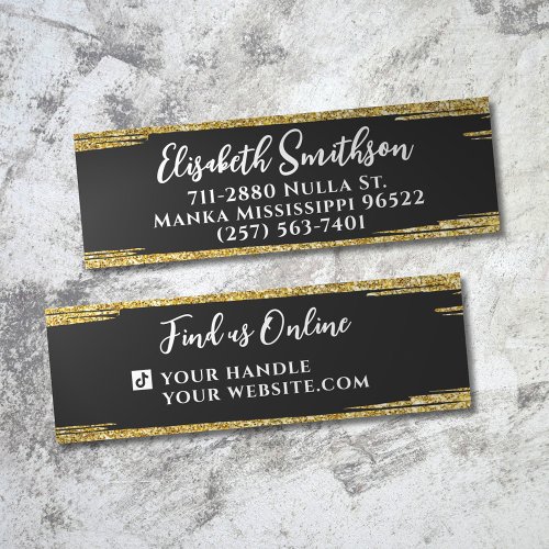 Classy  Elegant Gold Glitter Modern Luxury Custom Mini Business Card