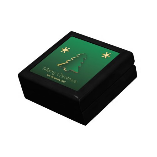 Classy Elegant Gold Green Christmas Tree Gift Box