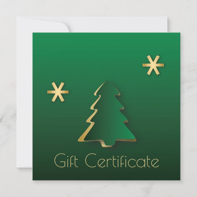 Classy Elegant Gold Green Christmas Tree Gift Card (Front)